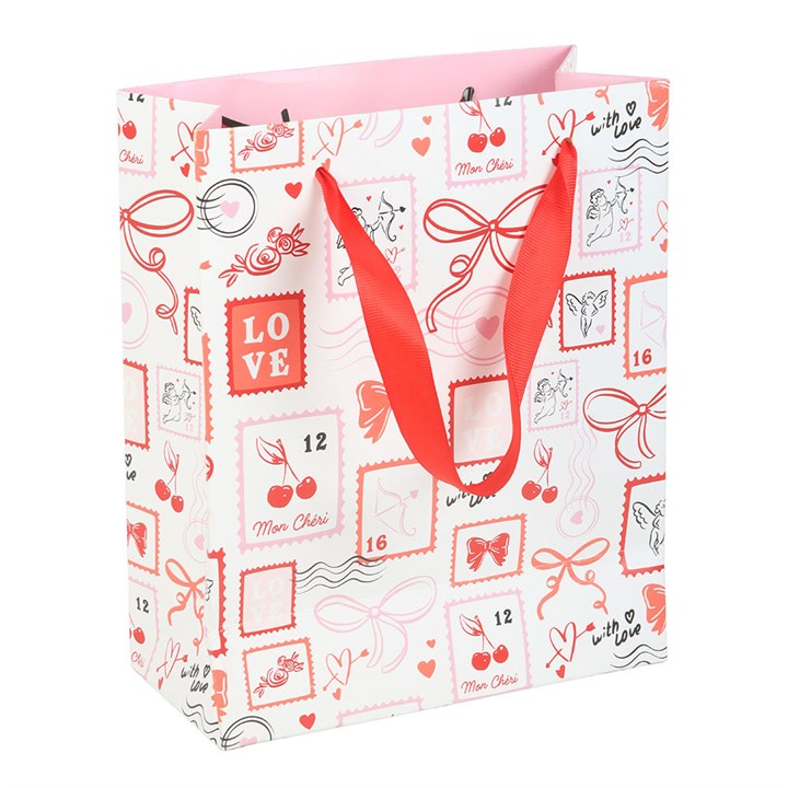 Valentine Postage Stamp Print Gift Bag, image 4 of 5