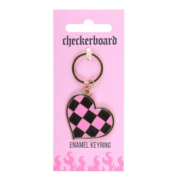 Checkerboard Heart Keyring, image 2 of 5