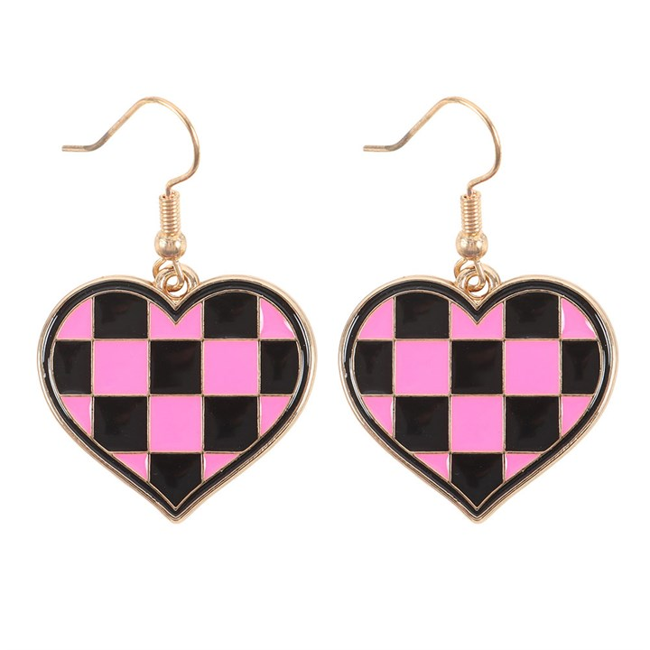Checkerboard Heart Earrings, image 3 of 5