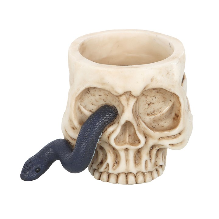 Skull Tealight Holder with Snake, image 2 of 5