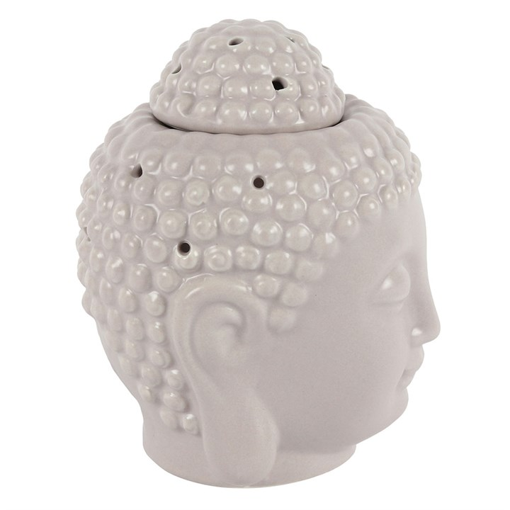 Small Grey Buddha Head Oil Burner, image 3 of 6