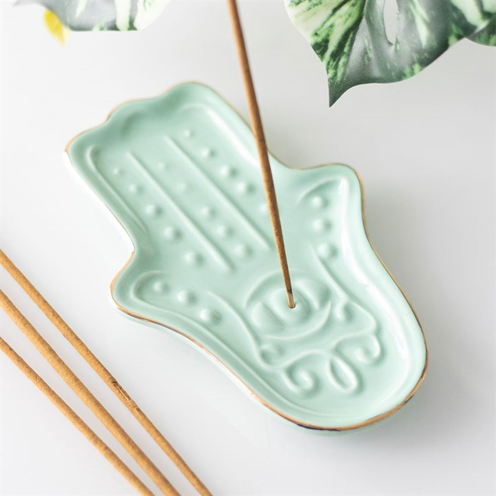 Blue Hamsa Hand Incense Stick Holder, image 1 of 4