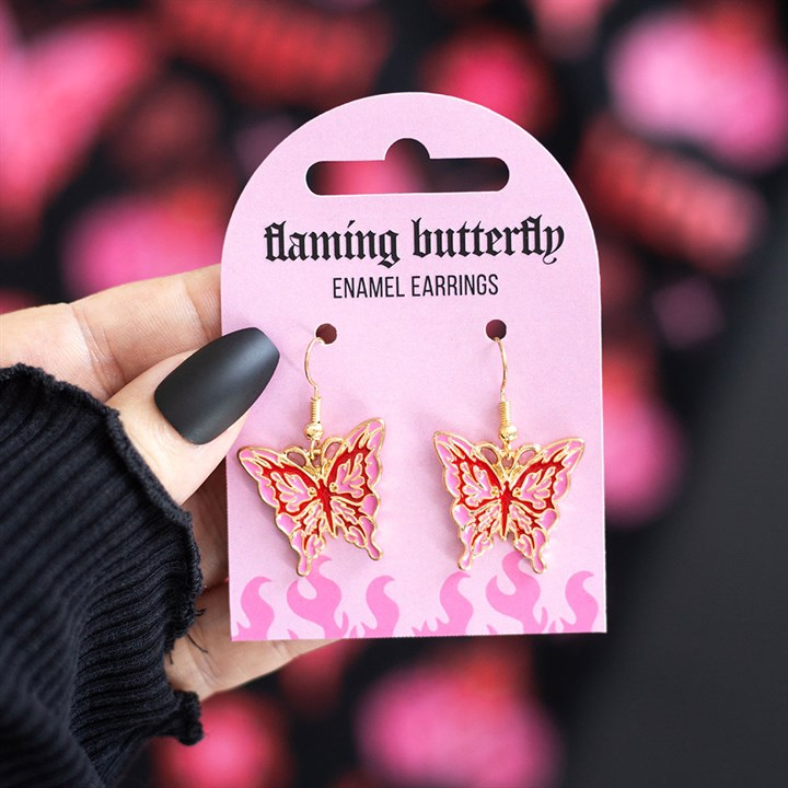 Flaming Butterfly Earrings, image 1 of 5