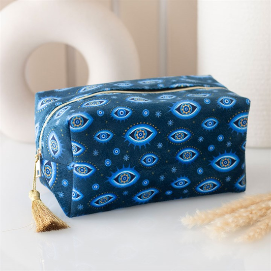 All Seeing Eye Print Velvet Makeup Bag, image 1 of 5