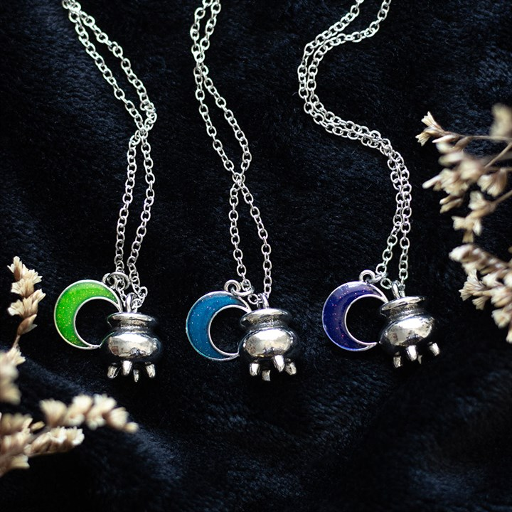 Set of 3 Coven Sisters Cauldron Charm Necklaces, image 2 of 6