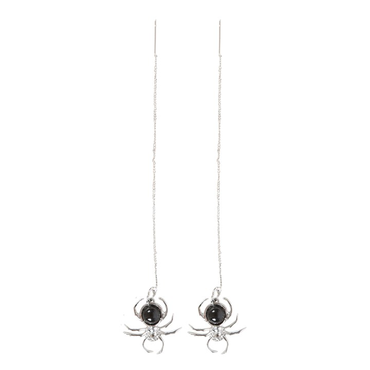 Black Obsidian Spider Threader Earrings, image 2 of 5