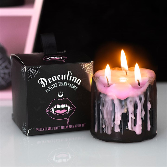 Small Pink Vampire Tears Pillar Candle, image 1 of 4