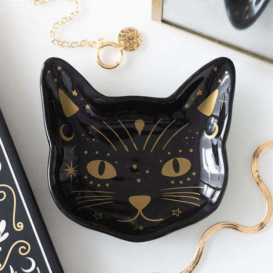 Magick Black Cat Face Trinket Dish, image 1 of 6