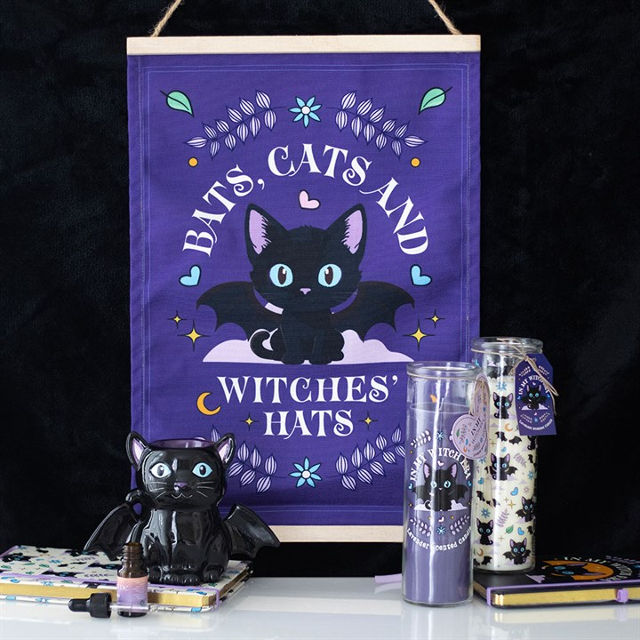 Cute and Creepy Cat Print Lavender Tube Candle, image 5 of 5