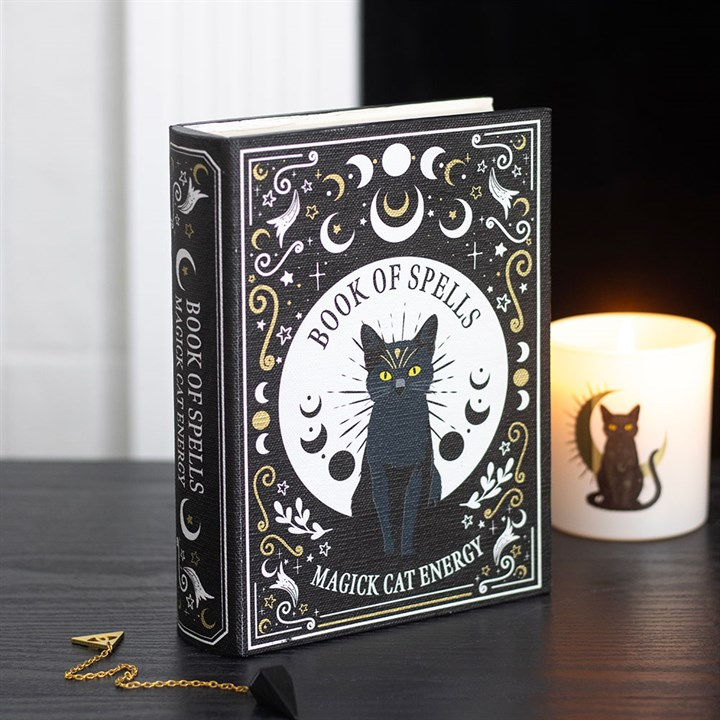 Black Cat Magick Book of Spells Shaped Storage Box, image 1 of 6