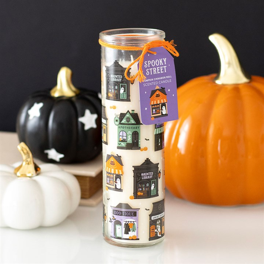 Spooky Street Pumpkin Cinnamon Roll Tube Candle, image 1 of 5