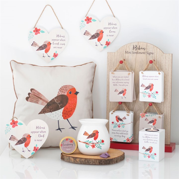 Loved Ones Winter Robin Hanging Heart Sign, image 2 of 2