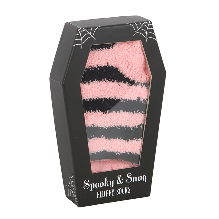 Pink and Black Striped Socks in Coffin Gift Box, image 2 of 4