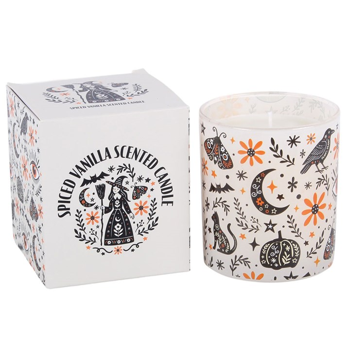 Frightful Folk Print Spiced Vanilla Scented Candle, image 4 of 5