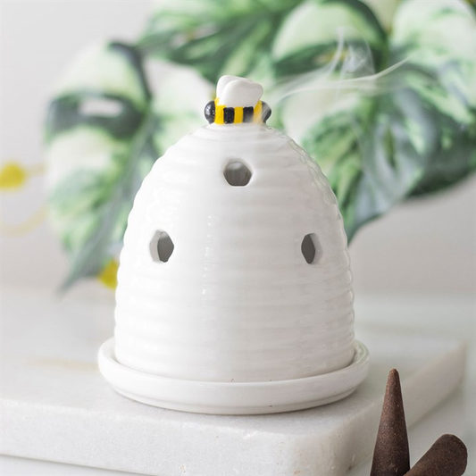 White Beehive Incense Cone Holder, image 1 of 5