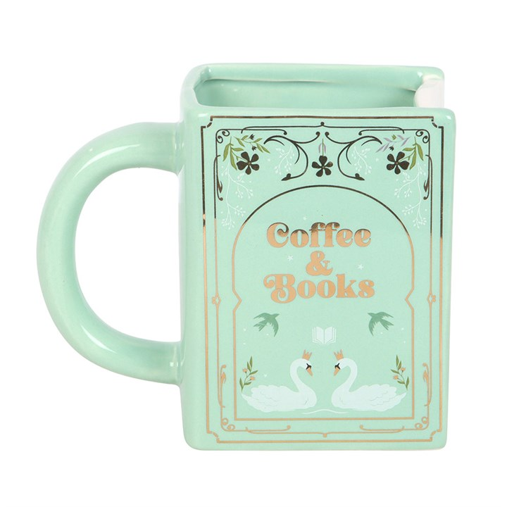 Coffee and Books Green Book Shaped Mug, image 4 of 6