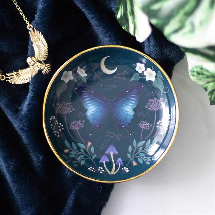 Round Midnight Moth Trinket Dish, image 1 of 3