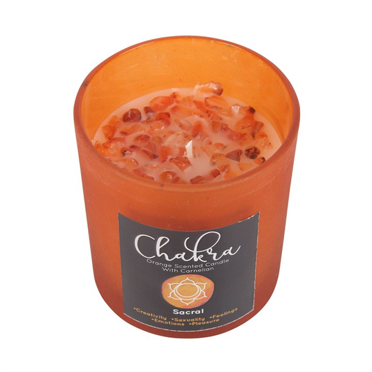 Sacral Chakra Orange Crystal Chip Candle, image 1 of 5