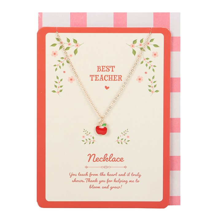 Best Teacher Apple Necklace on Greeting Card, image 2 of 6