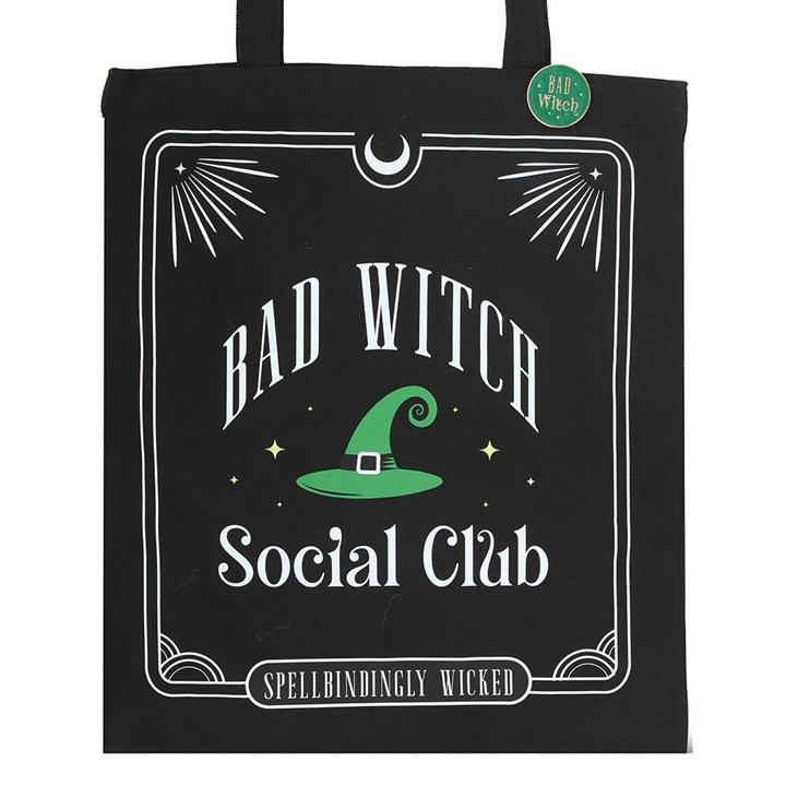 Bad Witch Social Club Polycotton Tote Bag with Pin Badge, image 3 of 5