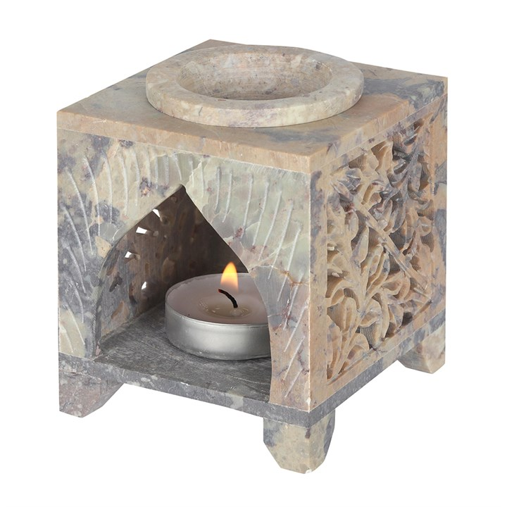 Moroccan Arch Cutout Soapstone Oil Burner, image 2 of 2