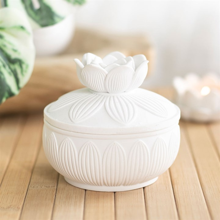 White Lotus Flower Trinket Box, image 2 of 6