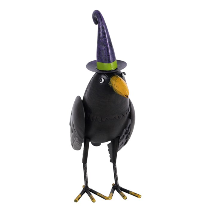 Metal Raven Ornament with Witch Hat, image 3 of 5