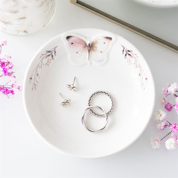 White Butterfly Trinket Dish, image 2 of 5
