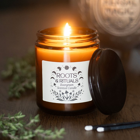 Roots & Rituals Evergreen Amber Glass Candle, image 1 of 6