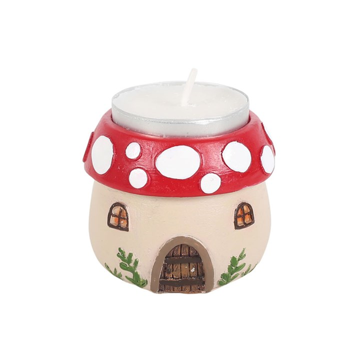 Mushroom House Resin Tealight Holder, image 1 of 6
