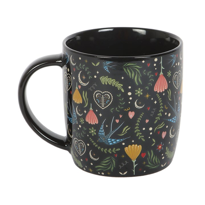 Black Midnight Bloom Print Mug, image 2 of 5