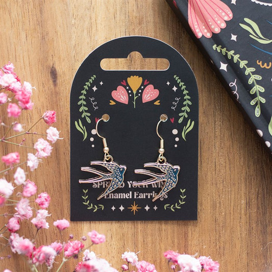 Blue Spread Your Wings Swallow Earrings, image 1 of 5