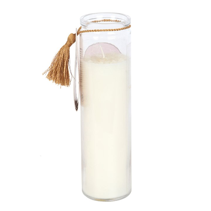 Athena Goddess Tube Candle with Clear Quartz Crystals, image 3 of 5