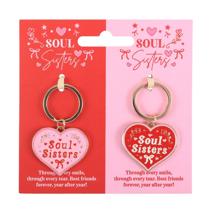 Pair of Soul Sisters Love Heart Keyrings, image 3 of 5