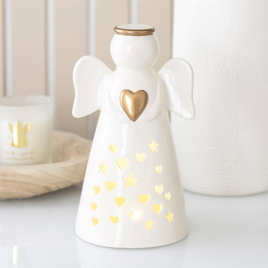 Large LED Light Up Angel Decoration with Heart, image 1 of 6