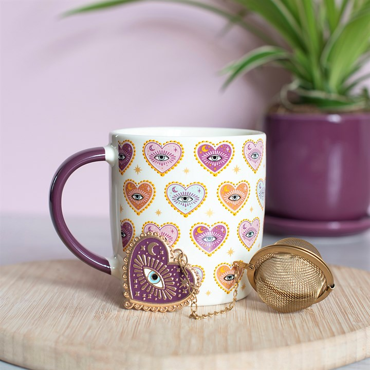 Sacred Sight Heart Print Mug and Tea Infuser Set, image 1 of 7