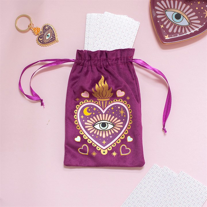 Sacred Sight Heart Velvet Drawstring Bag, image 1 of 5