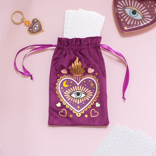Sacred Sight Heart Velvet Drawstring Bag, image 1 of 5