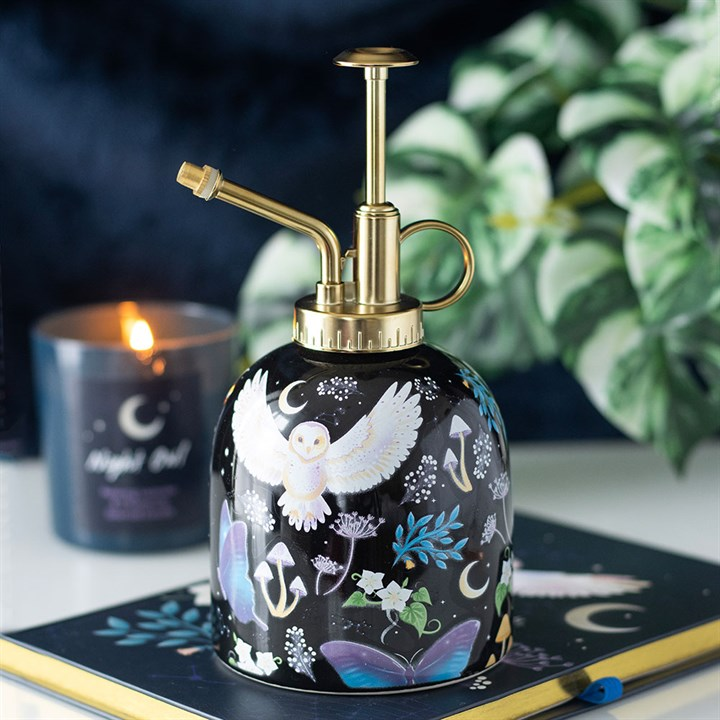 Night Flight Owl Print Ceramic Plant Mister, image 1 of 3