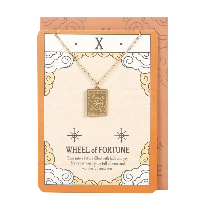 The Wheel of Fortune Vintage Tarot Necklace on Greeting Card, image 2 of 5