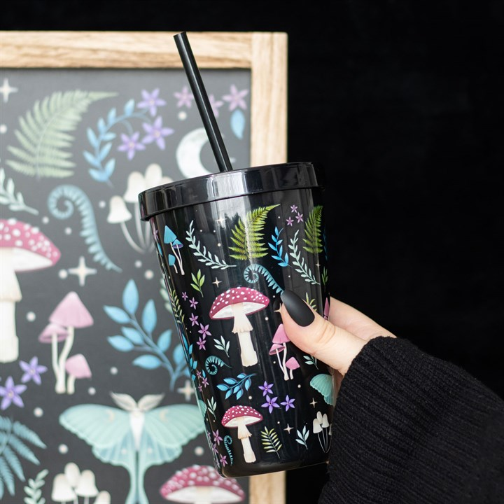 Dark Forest Print Plastic Tumbler with Straw, image 1 of 3