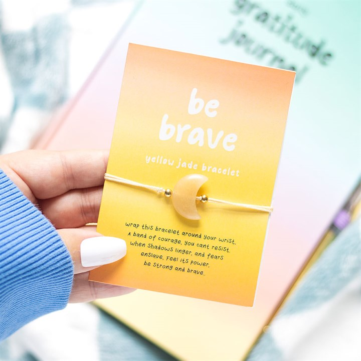 Be Brave Yellow Jade Crystal Moon Bracelet, image 1 of 6