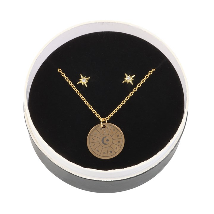 Astrology Wheel Earring and Necklace Set, image 3 of 5