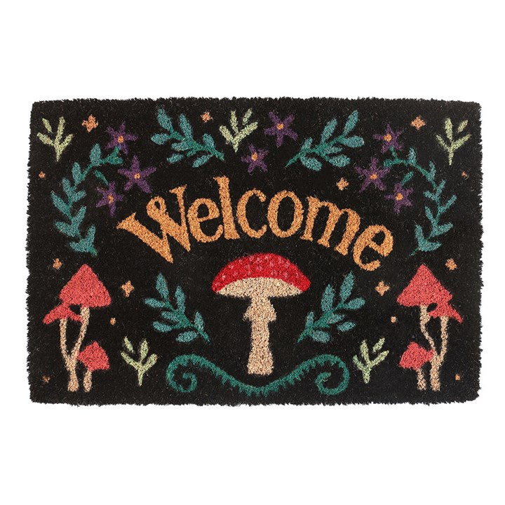 Black Mushroom Welcome Doormat, image 2 of 4