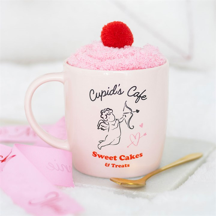 Cupid's Café Mug, Spoon and Socks Set, image 1 of 6