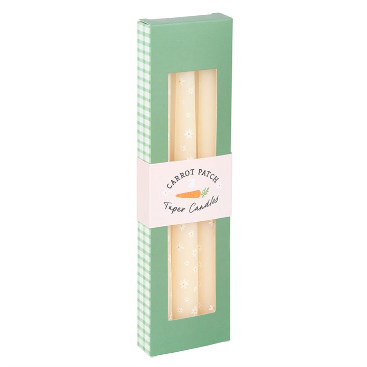Set of 3 Carrot Patch Daisy Taper Candles, image 3 of 6