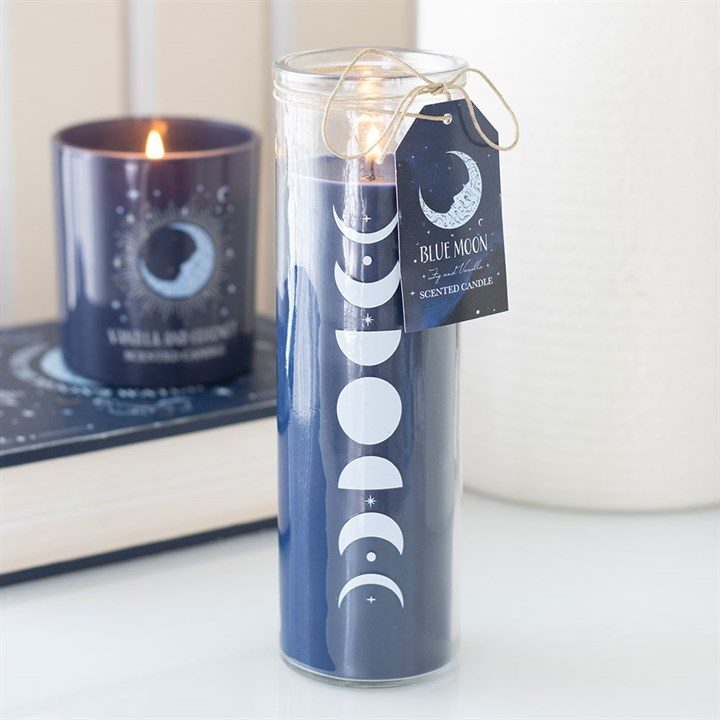 Blue Moon Phase Fig & Vanilla Scented Glass Tube Candle, image 2 of 6