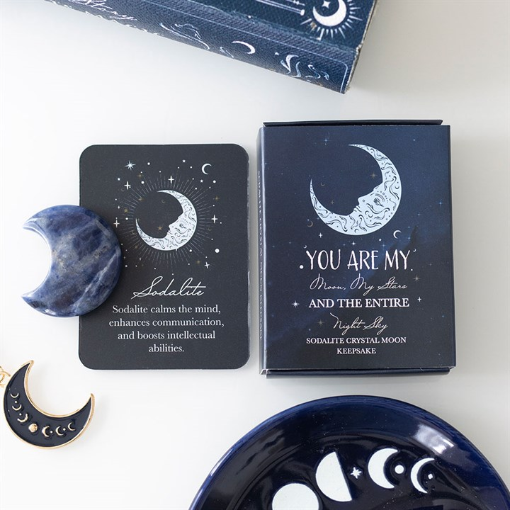 Sodalite Crystal Moon Keepsake Stone in a Box, image 1 of 4