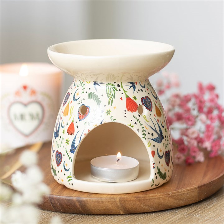 Cream Midnight Bloom Print Oil Burner, image 1 of 5