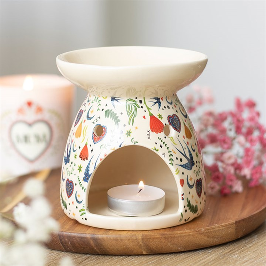 Cream Midnight Bloom Print Oil Burner, image 1 of 5
